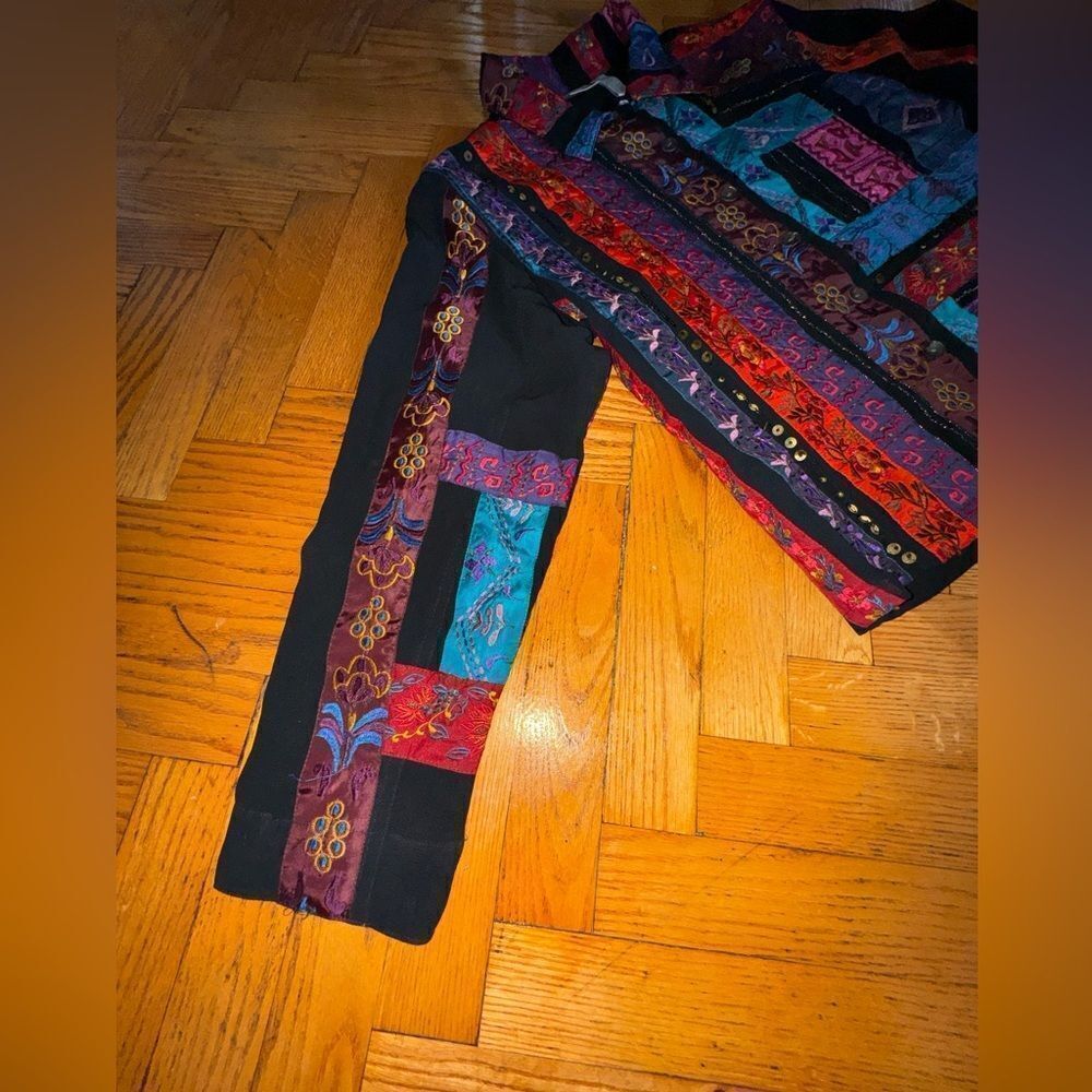 Chico's Embroidered Patchwork Button Front Women'… - image 7